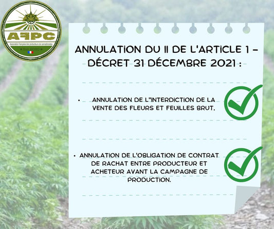 Annulation de l’arrêté interdisant la vente des fleurs et feuilles de cannabis sans propriétés stupéfiantes