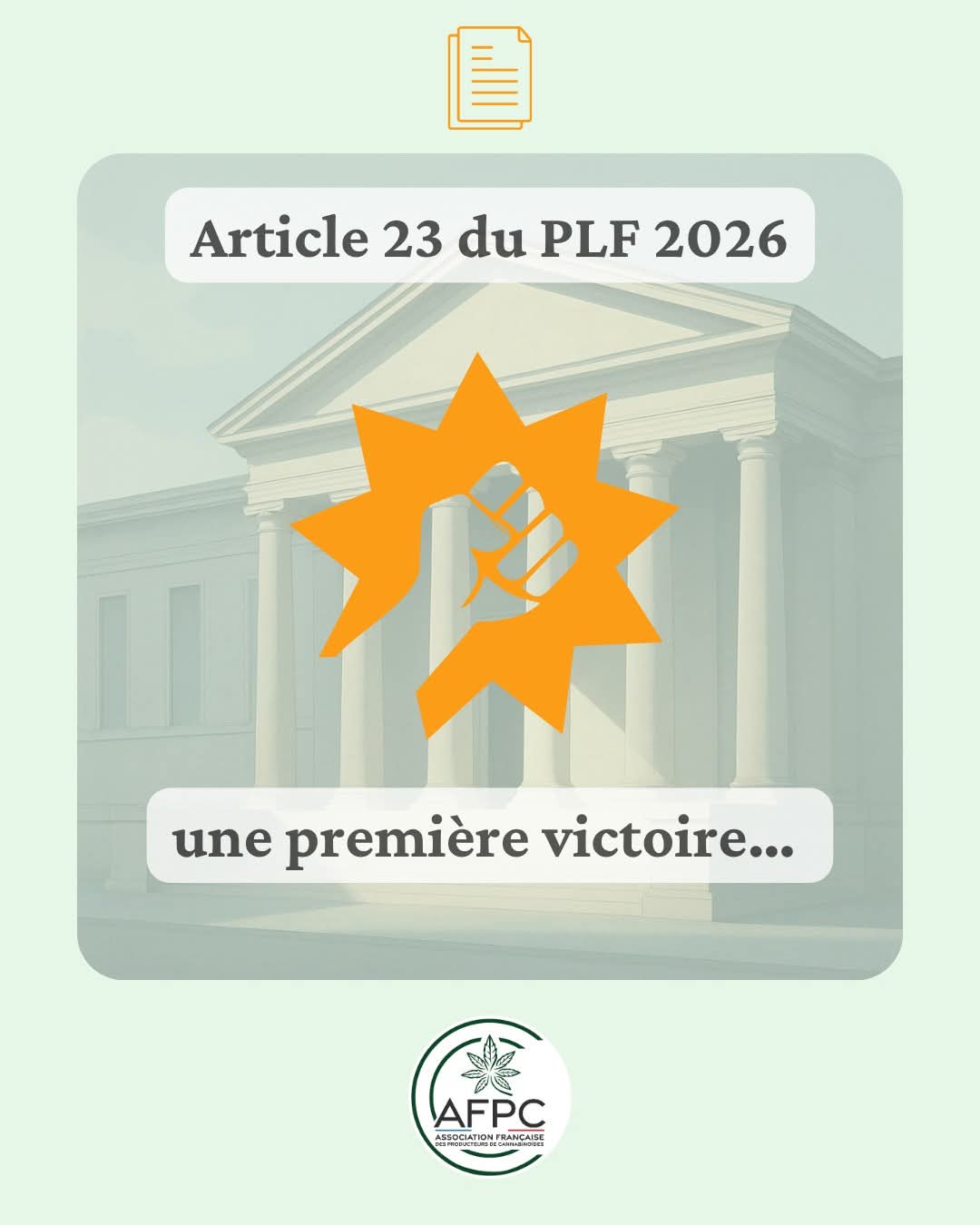 Première victoire pour le CBD Français 🌿PLF 2026