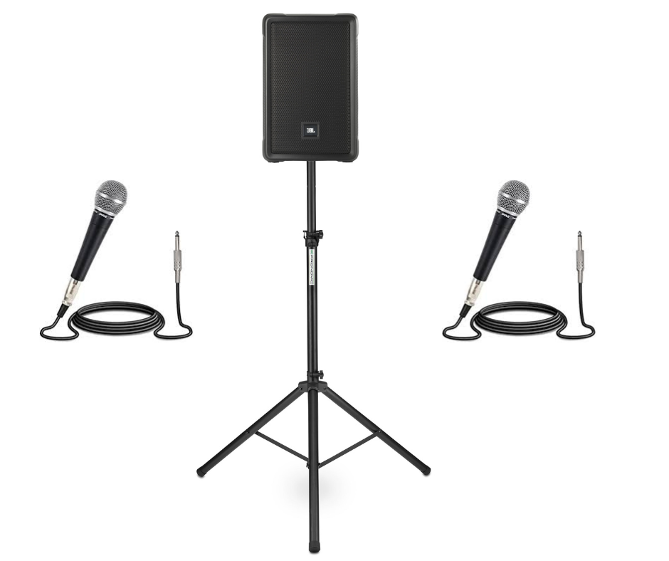 Pack 2 Micro + enceinte amplifiée Turbosound M15 1100w sur trépied