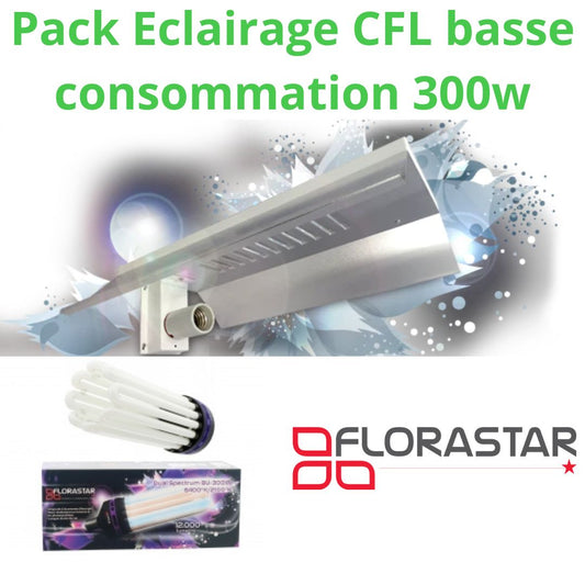 Kit lampe CFL double spectre basse consommation 300W ( Ampoule et Réflecteur)