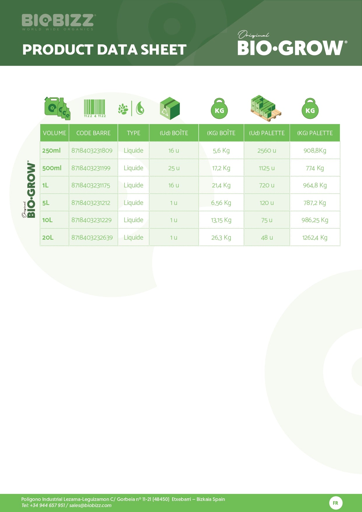 Engrais croissance BIO.GROW 1 litre - biobizz