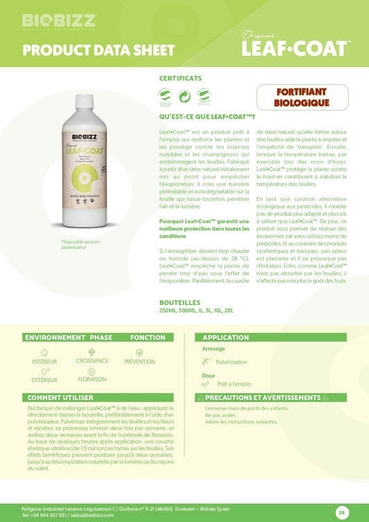 Soin protecteur leaf-coat 1 litre - biobizz