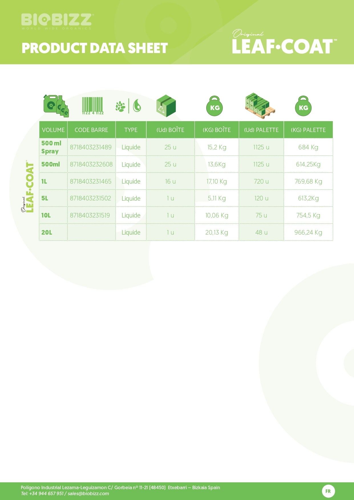 Soin protecteur leaf-coat 1 litre - biobizz