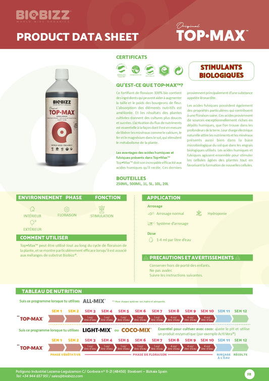 Stimulant Booster de floraison TOP.MAX 500ml  biobizz